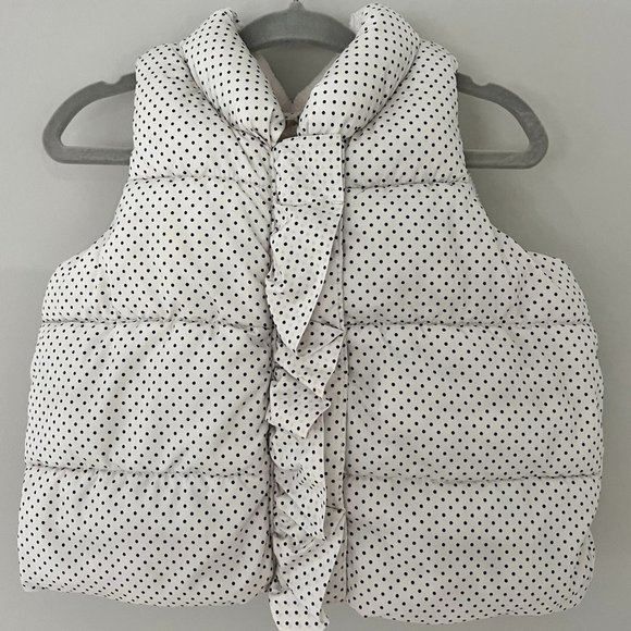 GAP Other - babyGap white, black polka dot puffer vest, button ruffle front size 12-18 month